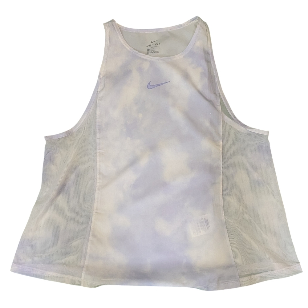 Nike Light Purple/White Tie Dye DRI-FIT Lightweight Mesh Tank Sz L Activewear